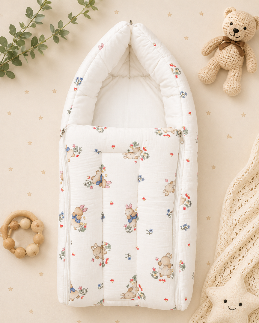 Muslin Carry Bed/Nest - Bunny