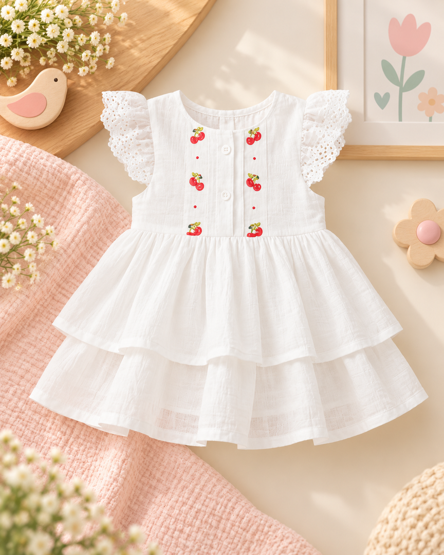 Baby Cotton Dress - Cherry Petals