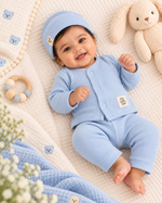 Load image into Gallery viewer, Baby Set - Cardigan, Pant and Cap