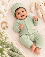 Load image into Gallery viewer, Baby Set - Cardigan, Pant and Cap