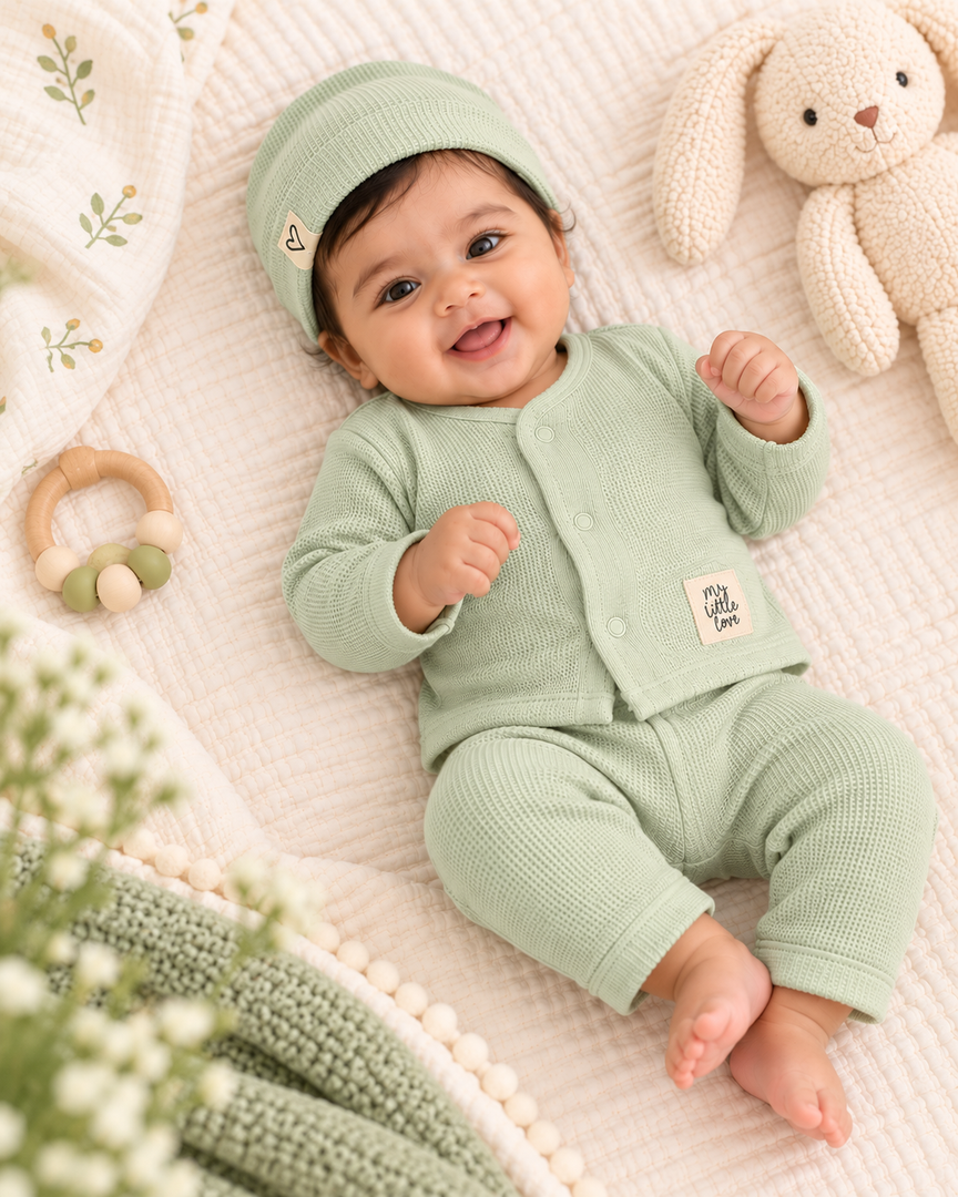 Baby Set - Cardigan, Pant and Cap